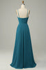 Load image into Gallery viewer, Peacock Spaghetti Straps Sleeveless Bridesmaid Dress