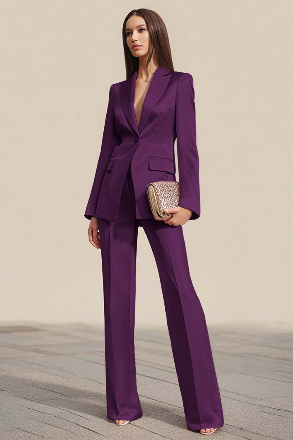 Dusty Rose 2 Pieces Peak Lapel One Button Women Formal Suits