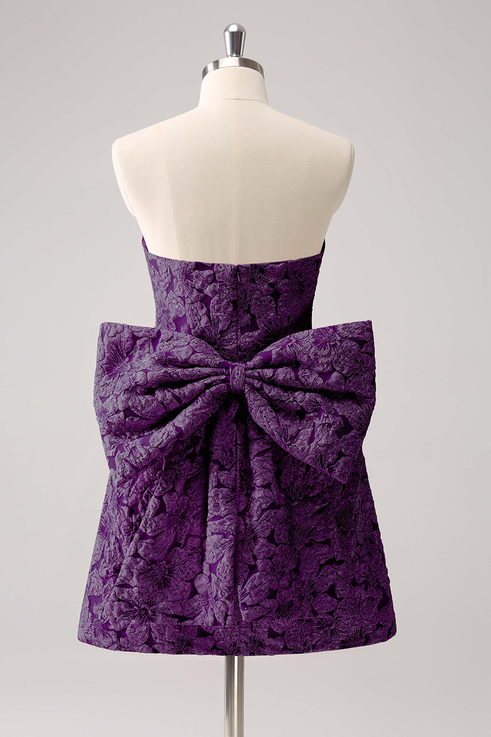 Dark Green A Line Floral Strapless Short Cocktail Dress with Bow