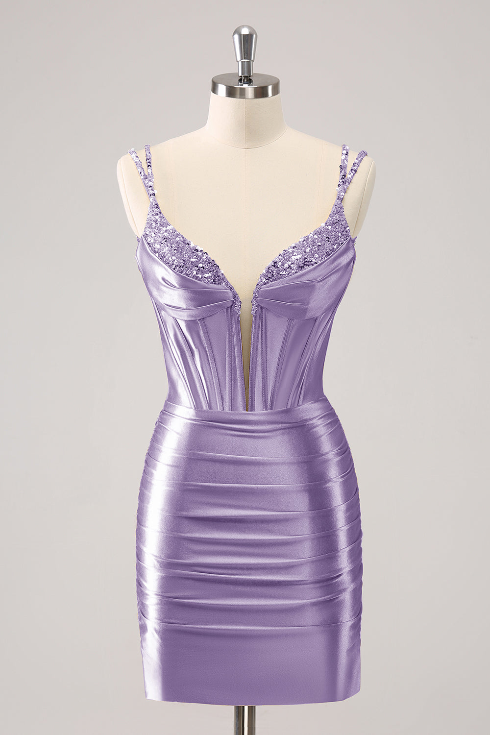 Golden Spaghetti Straps Bodycon Cocktail Dress with Sequins