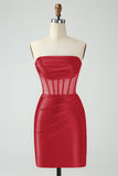 Dark Green Corset Strapless Bodycon Short Cocktail Dress
