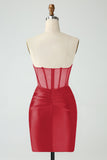 Dark Green Corset Strapless Bodycon Short Cocktail Dress