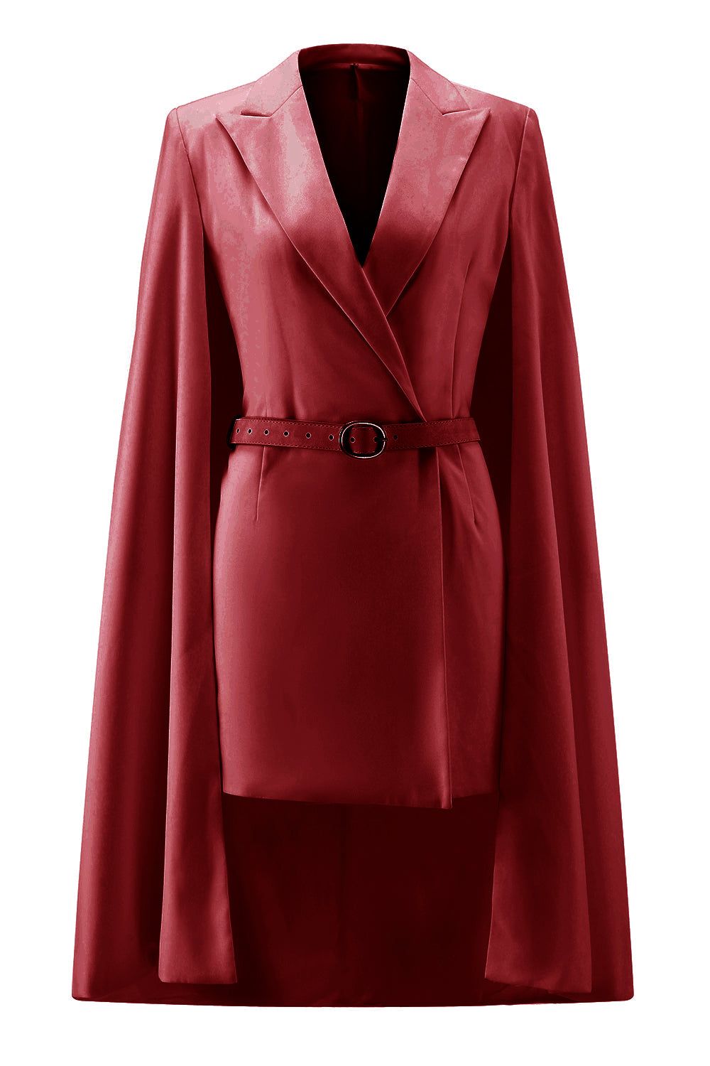White Satin Peak Lapel Bodycon Mini Work Dress with Cape