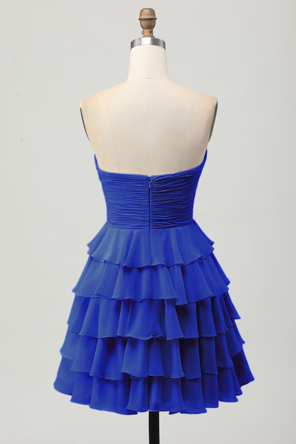 Yellow Sweetheart A Line Tiered Short Cocktail Dress with Bow