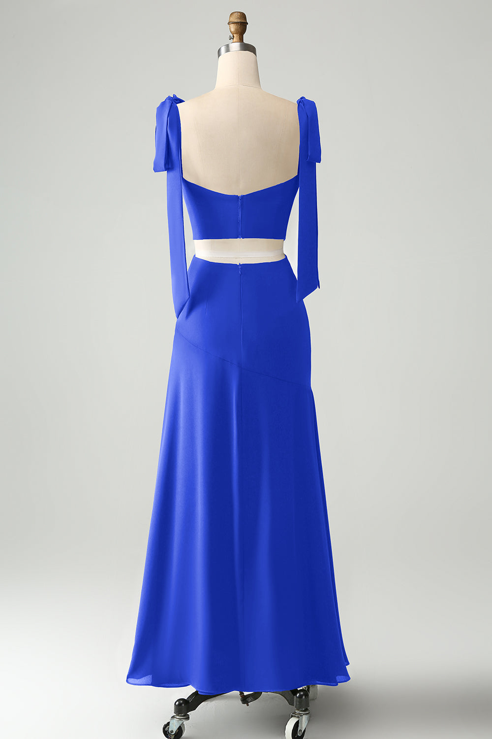 A-Line Dusty Dage Spaghetti Straps Floor Length Wedding Guest Dress with Slit