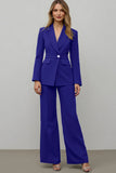 Navy Notched Lapel Satin 2 Piece Women Formal Suits
