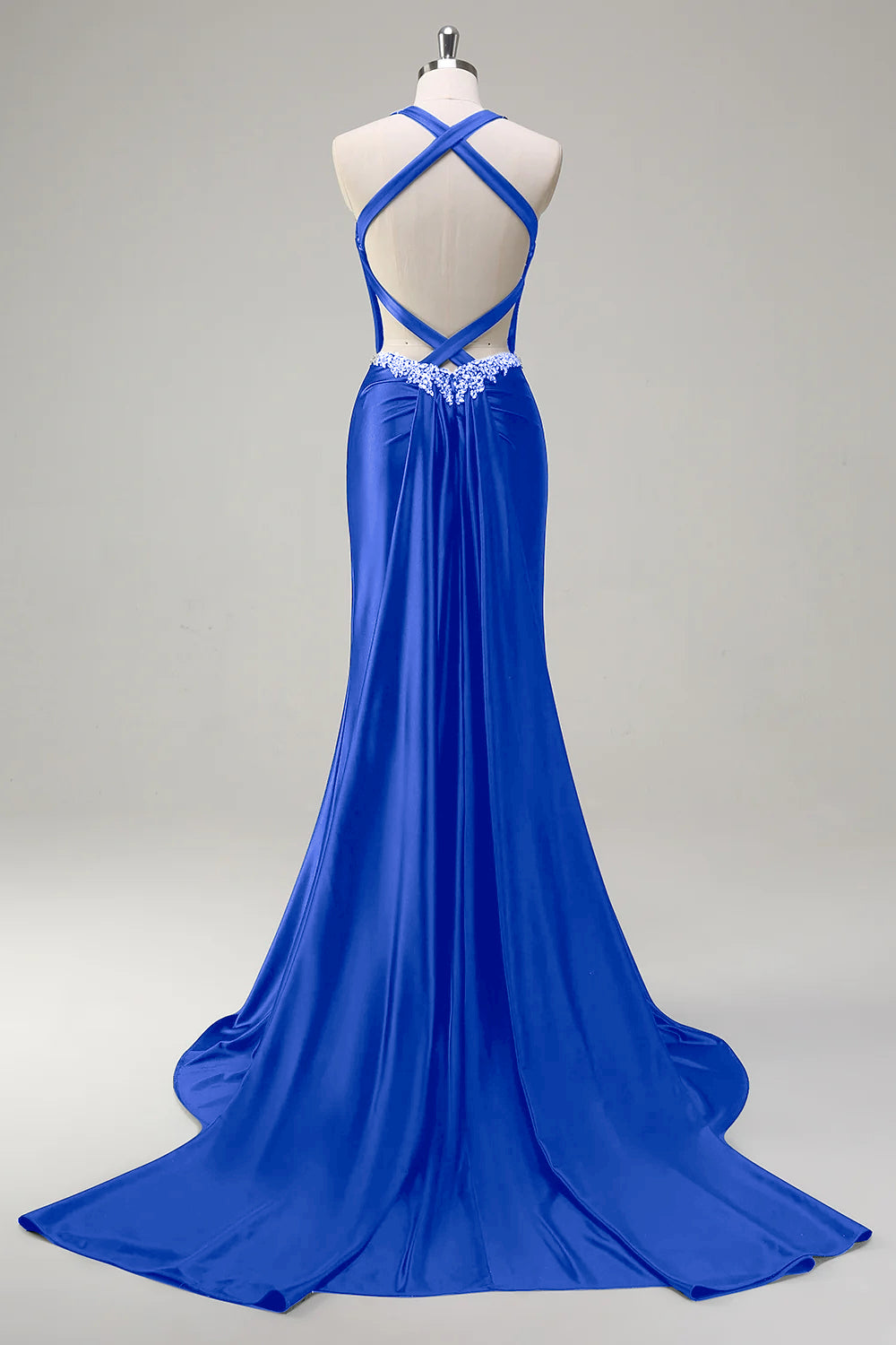 Sparkly Dusty Blue Mermaid Sweetheart Corset Formal Dress