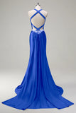 Sparkly Dusty Blue Mermaid Sweetheart Corset Formal Dress