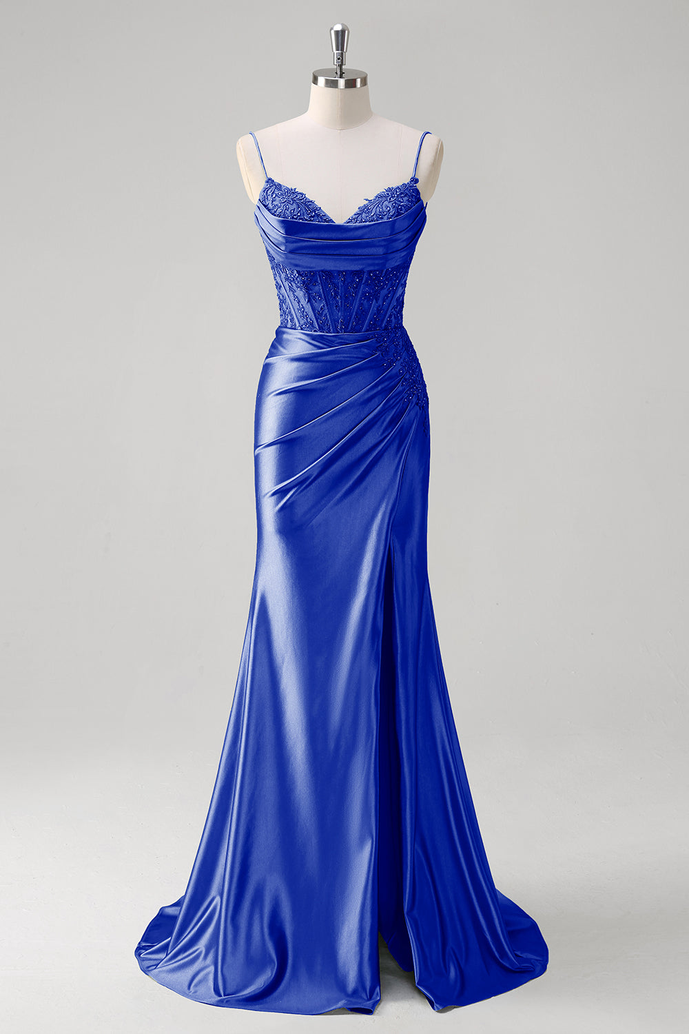 Mermaid Green Corset Spaghetti Straps Pleated Formal Dress