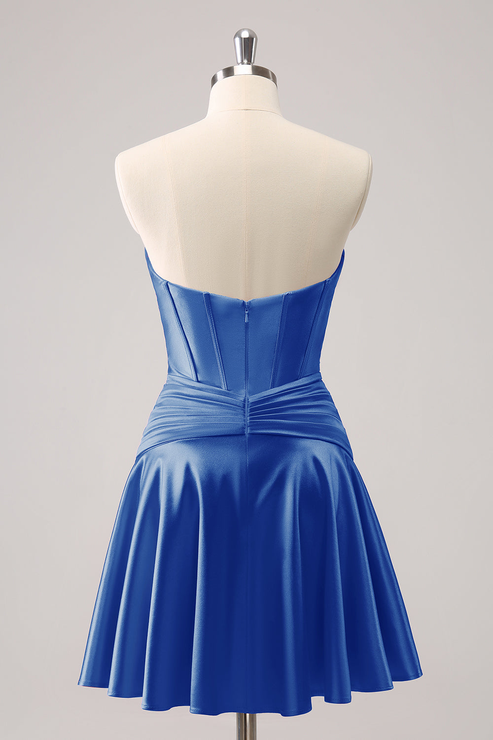 Burgundy A Line Sweetheart Strapless Keyhole Satin Cocktail Dress