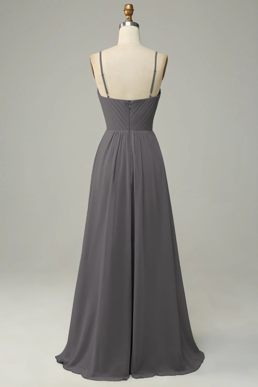 Spaghetti Straps Terracotta Sleeveless Long Bridesmaid Dress
