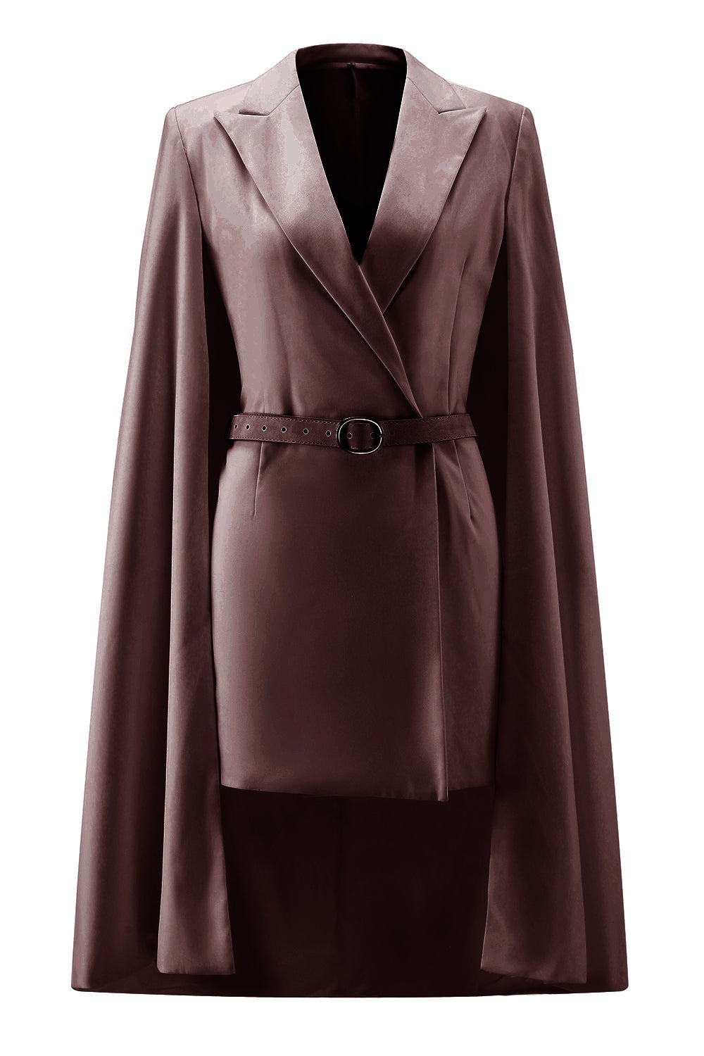 White Satin Peak Lapel Bodycon Mini Work Dress with Cape