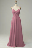 Twilight Spaghetti Straps Sleeveless Long Bridesmaid Dress