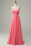 Twilight Spaghetti Straps Sleeveless Long Bridesmaid Dress