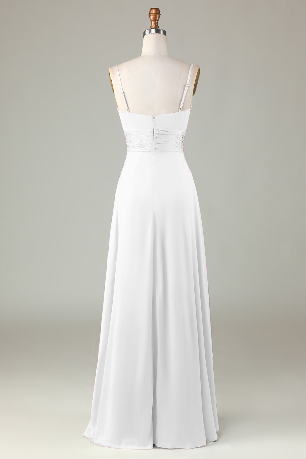 Keyhole Spaghetti Straps Plum Bridesmaid Dress with Slit