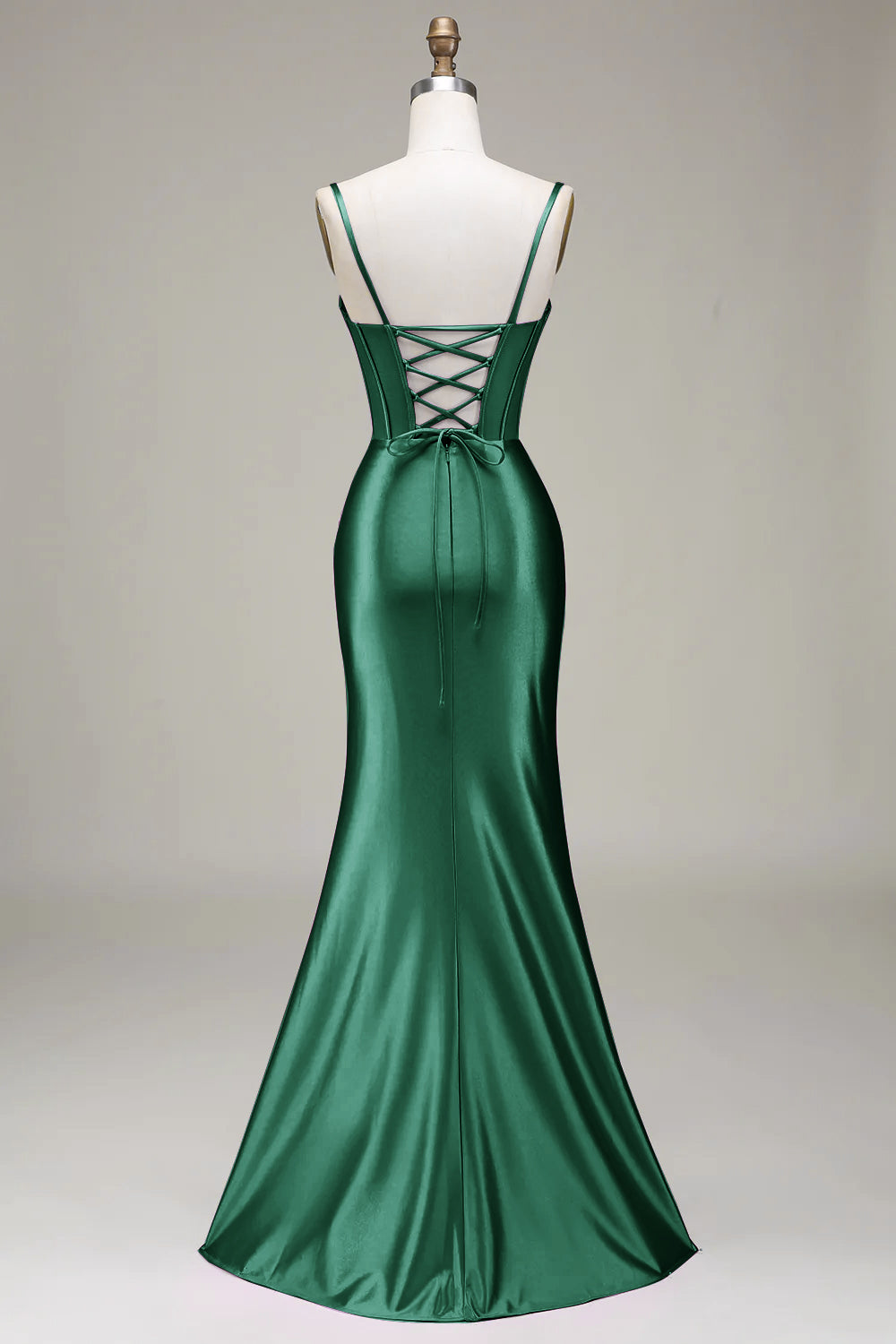 Stylish Mermaid Spaghetti Straps Purple Corset Long Formal Dress with Split Front