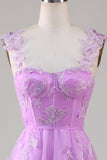 Green Corset Butterflies Long Tulle Formal Dress with Slit