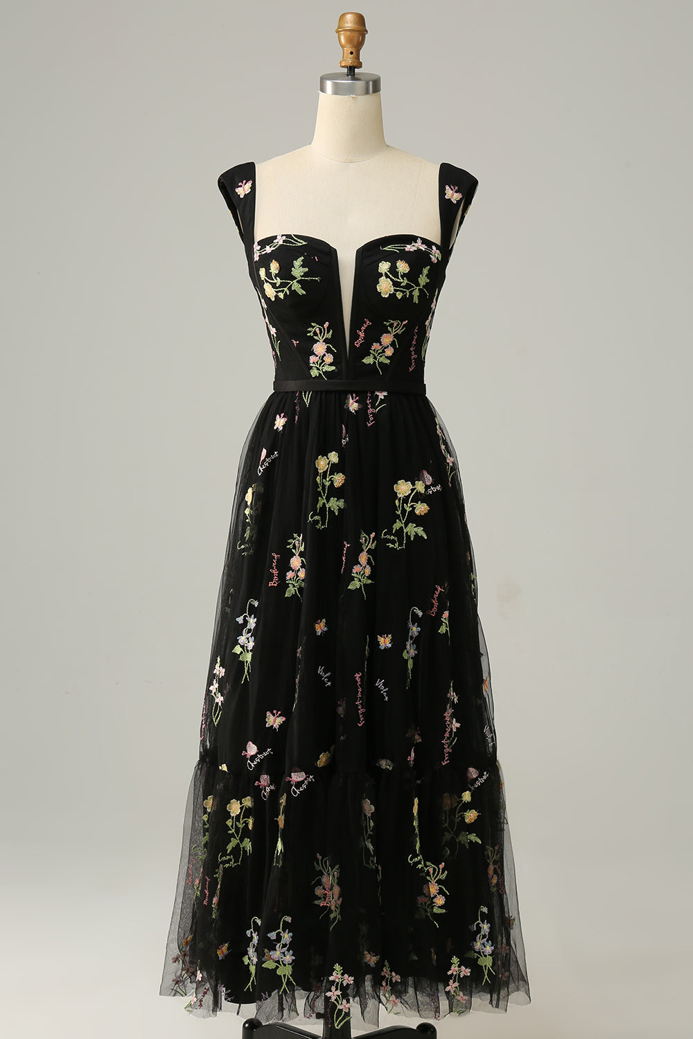 A Line Sweetheart Lilac Embroidered Long Formal Dress with Embroidery