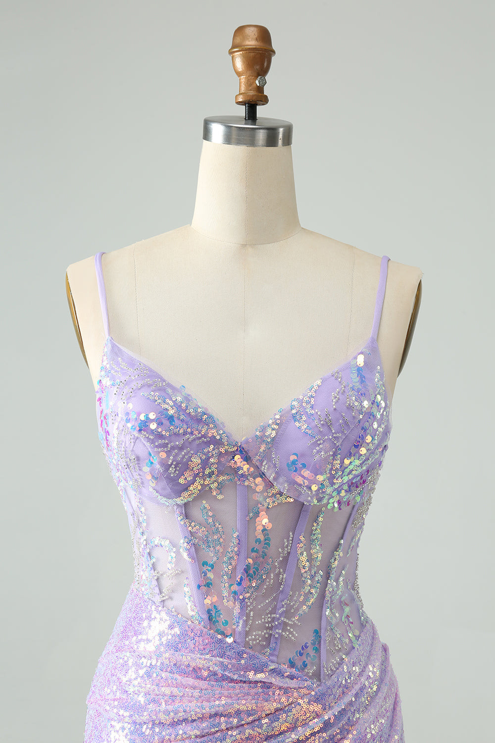 Glitter Light Blue Tight Spaghetti Straps Cocktail Dress with Sequins
