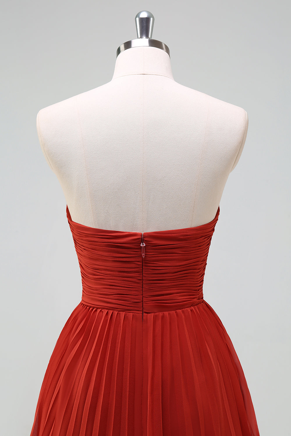 Strapless Tiered Burgundy Long Bridesmaid Dress