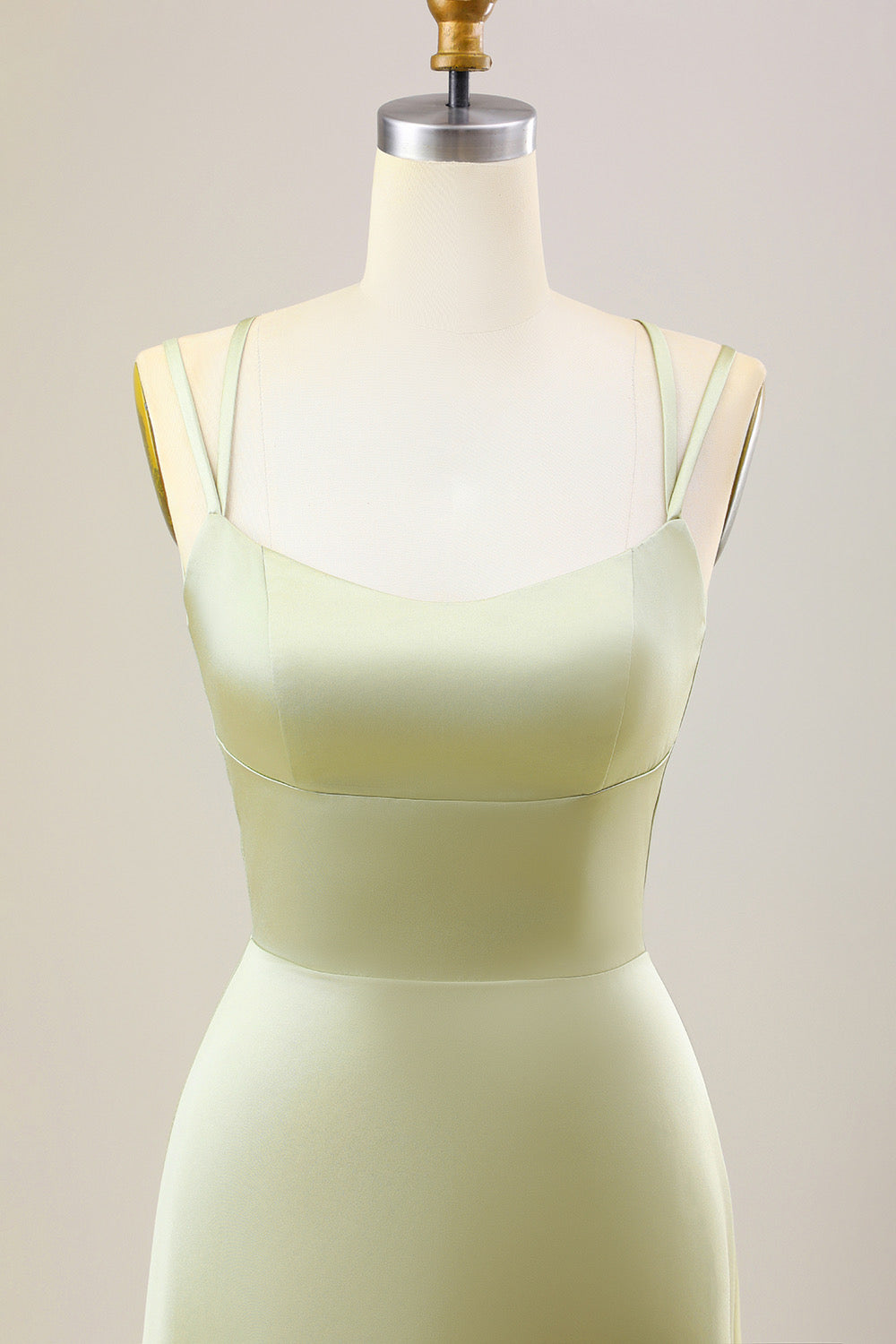 Dusty Sage A Line Spaghetti Straps Long Chiffon Bridesmaid Dress