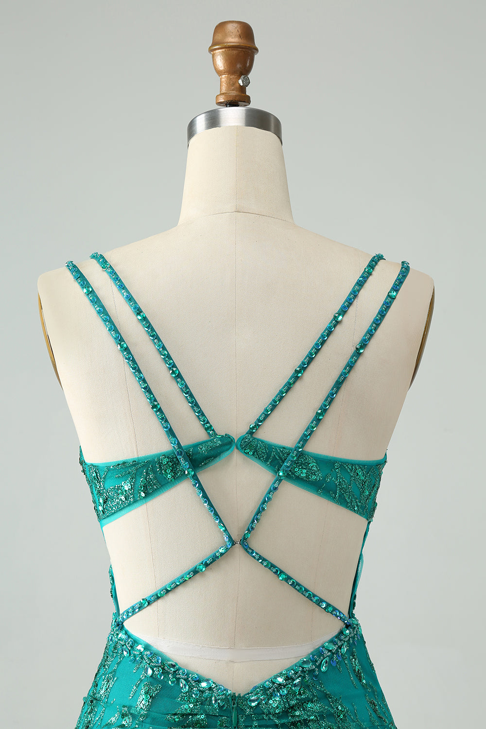 Sparkly Dark Green Bodycon Corset Cocktail Dress with Sequins