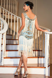 Sparkly Champagne Gatsby 1920s Flapper Dress with Sequins and Fringes