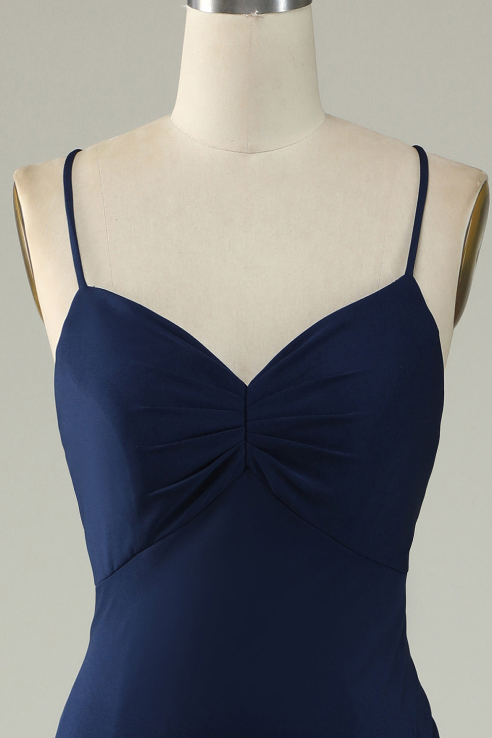 Mermaid Spaghetti Straps Navy Plus Size Formal Dress with Split Front