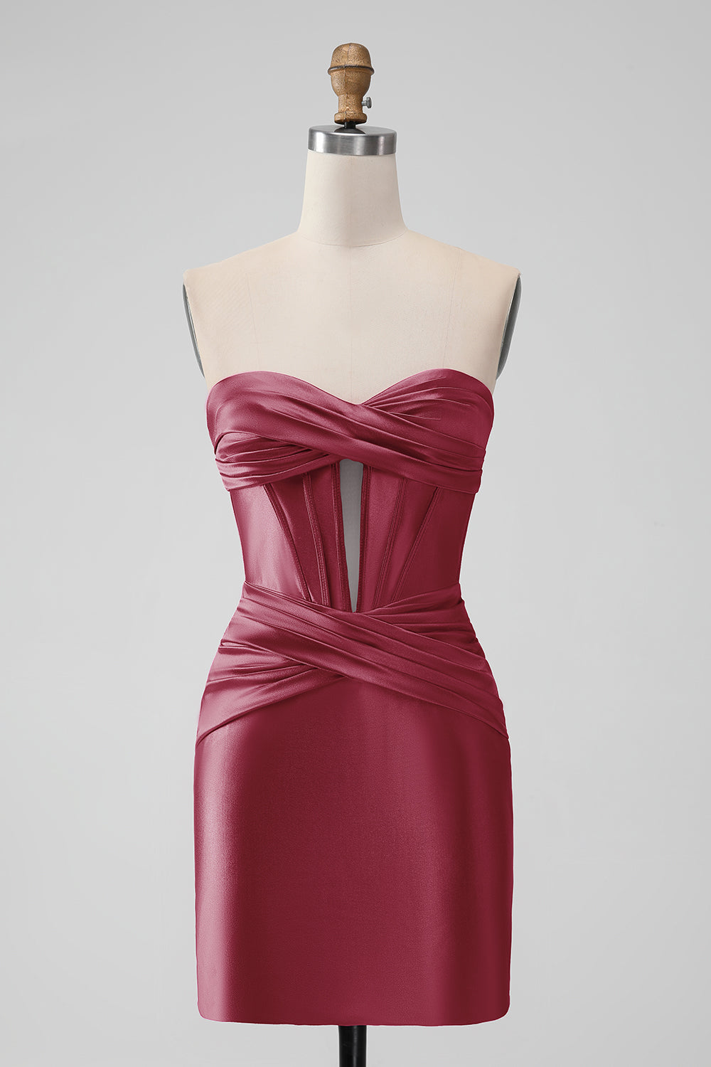 Stylish Fuchsia Bodycon Sweetheart Satin Corset Short Cocktail Dress