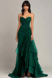 Black Sweetheart Ruched Ruffled Formal Dress