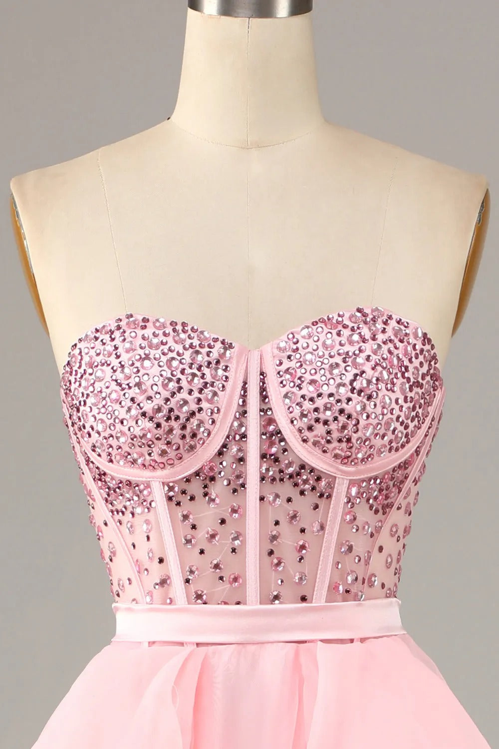 Sparkly Black Corset Beaded Sweetheart Long Formal Dress