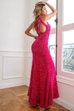 Black Sequins Formal Dress With Slit