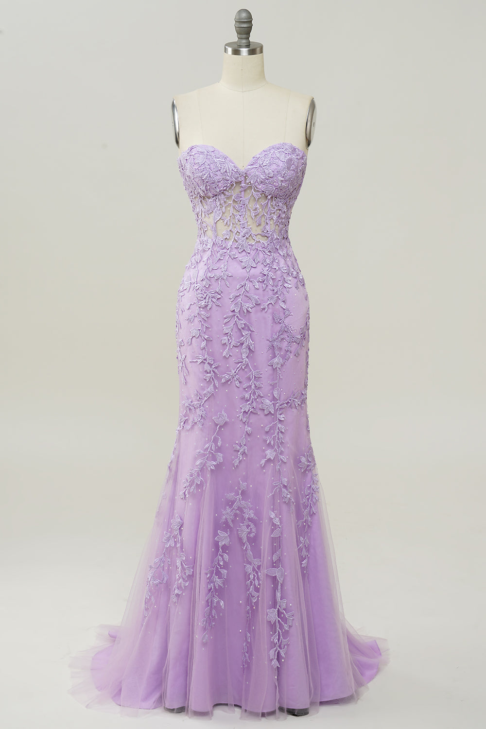 Purple Sweetheart Neck Mermaid Formal Dress With Appliques