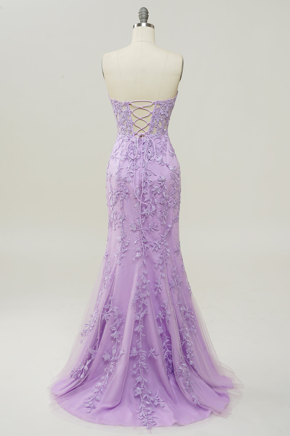 Sweetheart Neck Mermaid Long Purple Formal Dress With Appliques