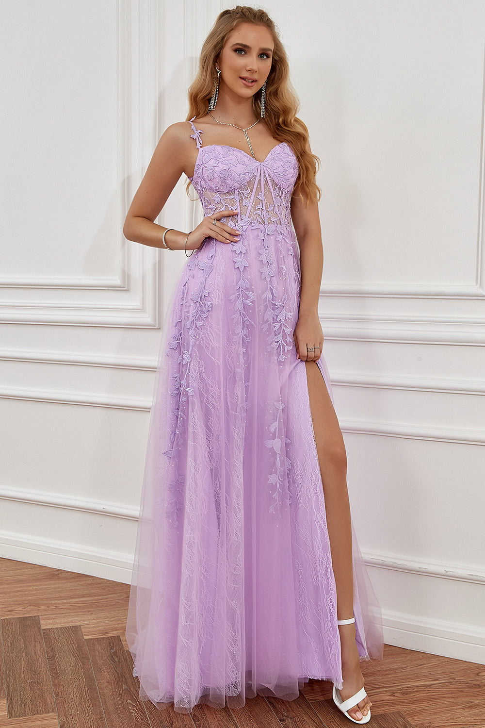 Purple Off the Shoulder Long Formal Dress with Appliques