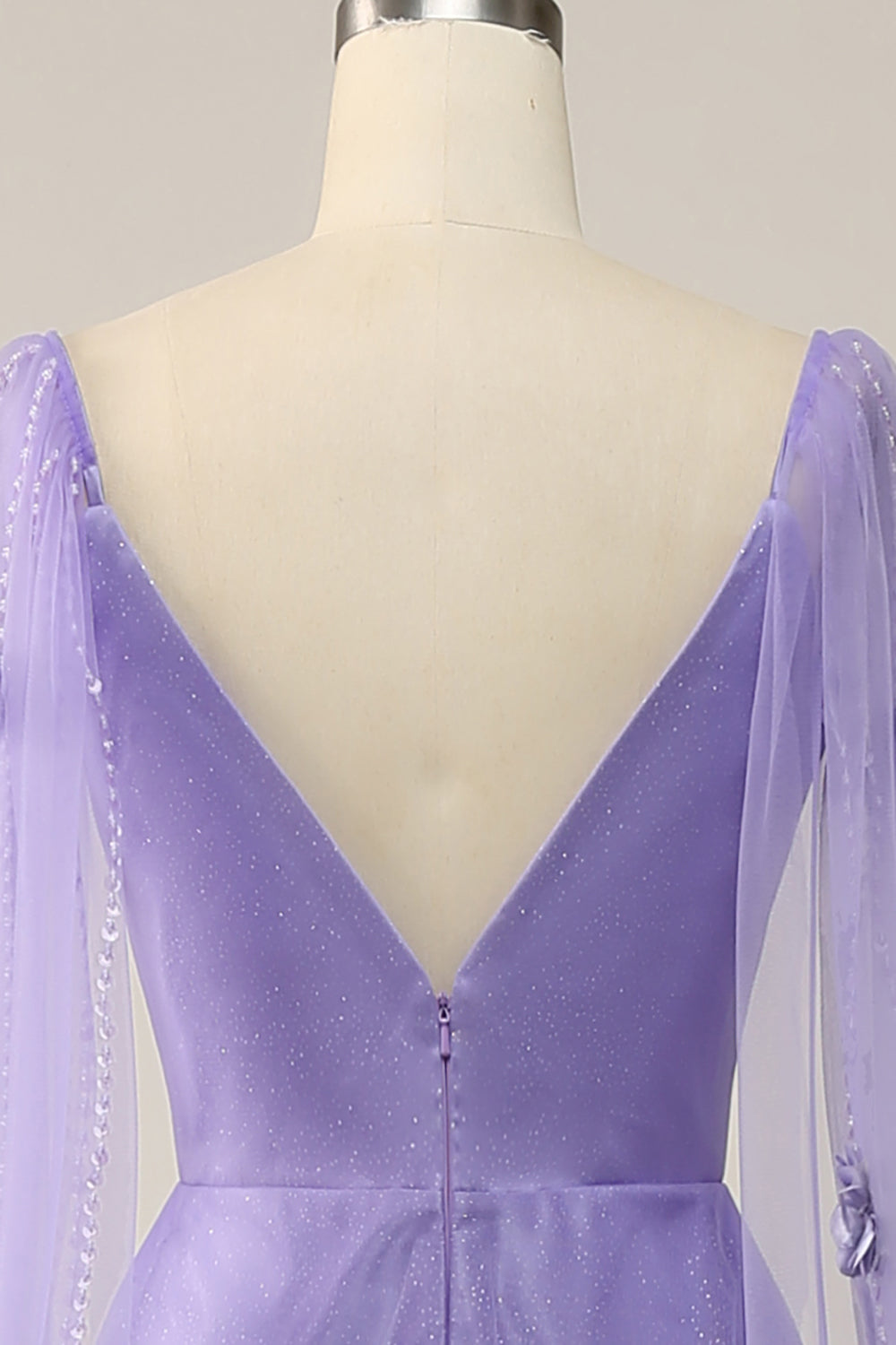 Purple Watteau Train Formal Dress With 3D Flowers