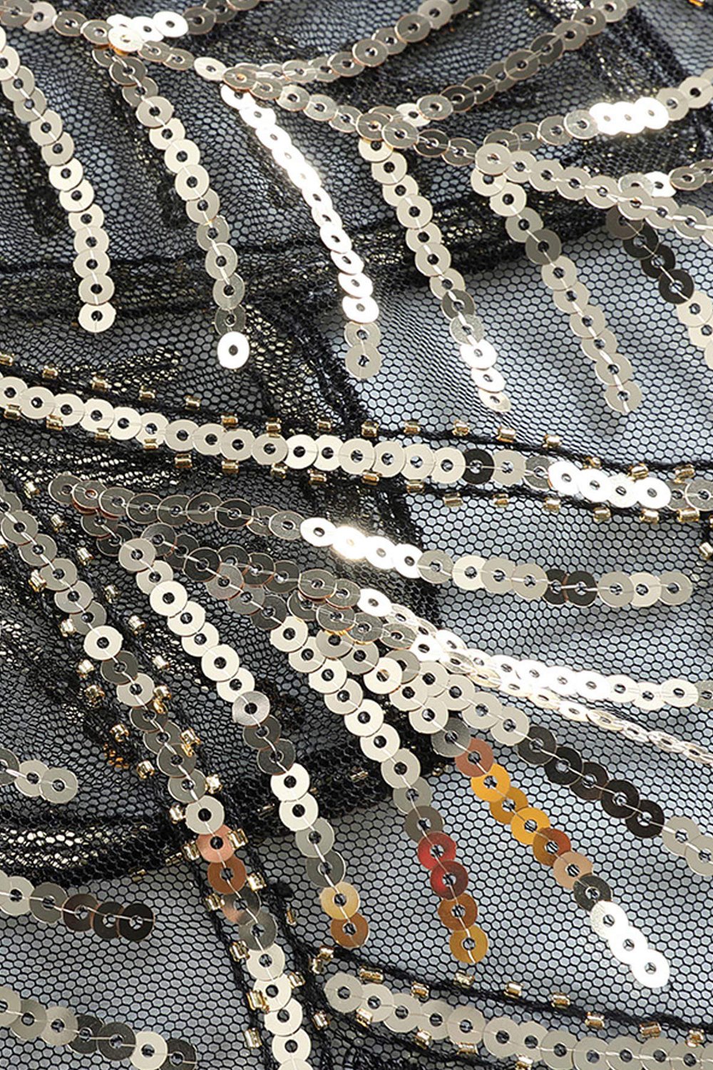 Black and Gold Sequin Glitter 1920s Cape