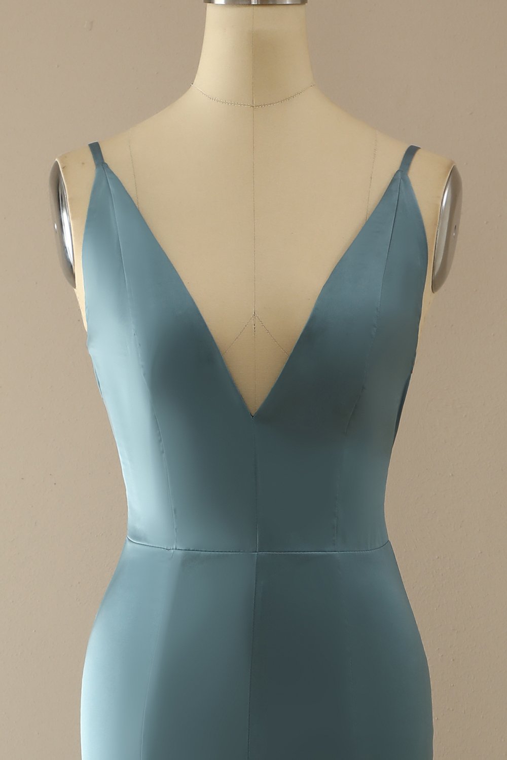 Mermaid Blue V Neck Long Formal Dress