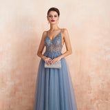 V-neck Slit Tulle Dress