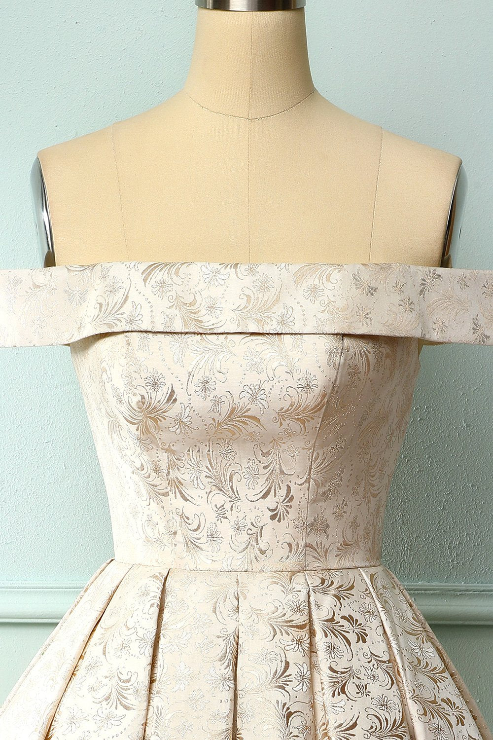 Champagne Floral Homecoming Dress