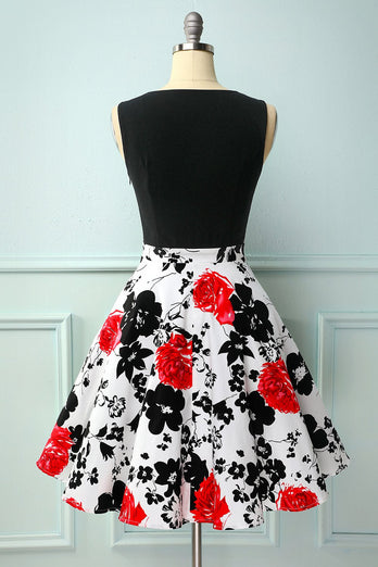 Patchwork Black & Printed Dress