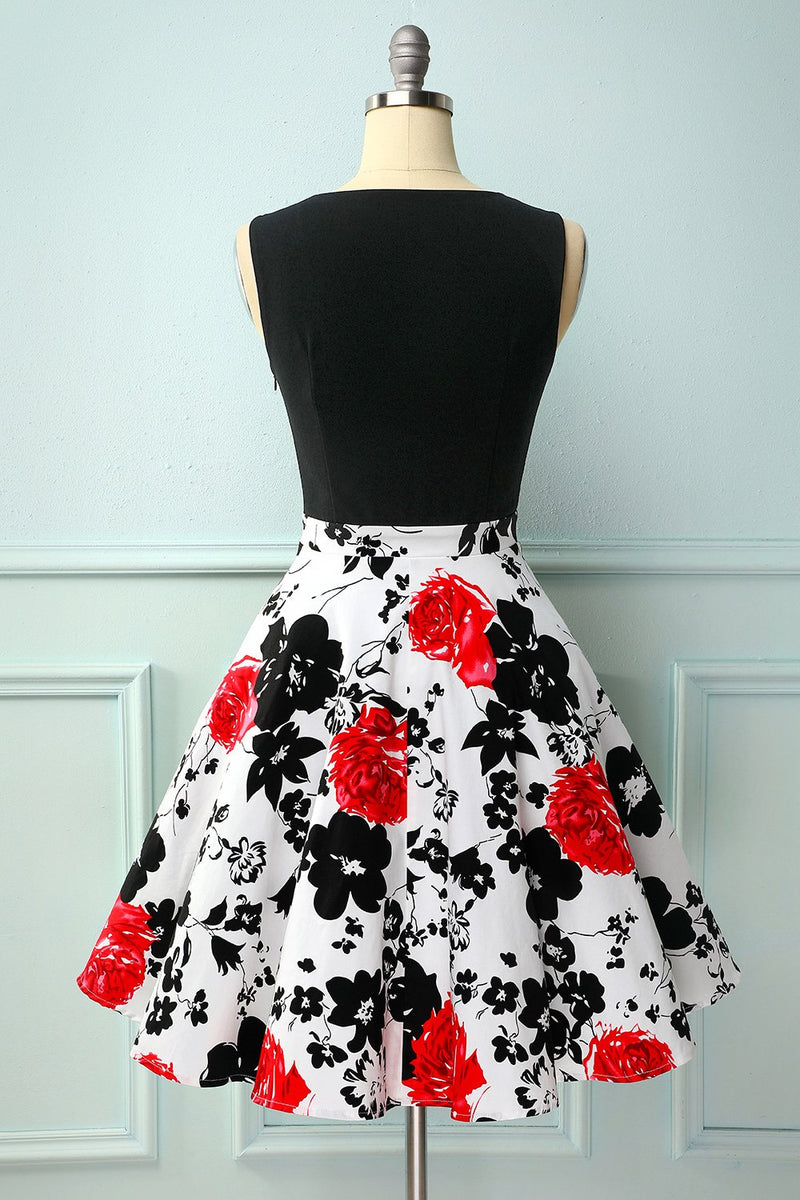 Load image into Gallery viewer, Patchwork Black &amp; Printed Dress