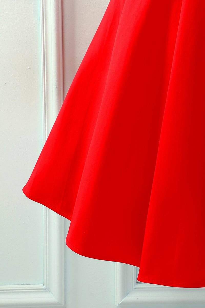 Load image into Gallery viewer, Red V-neck Solid Dress