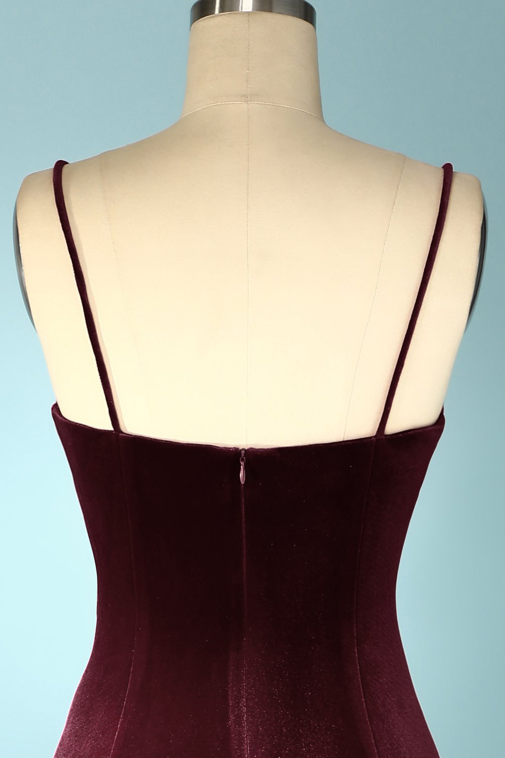 Burgundy Velvet Evening Prom Dress