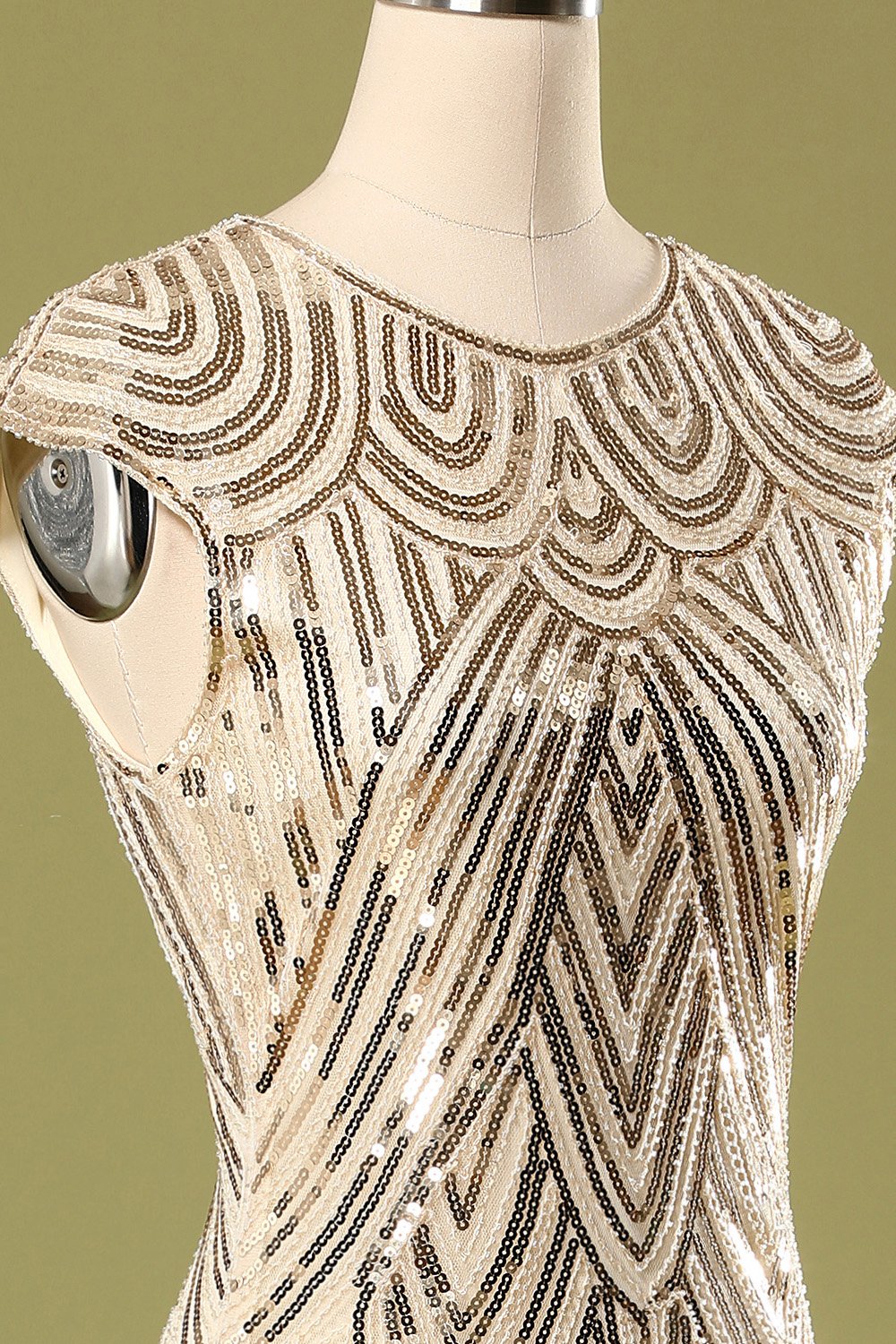 Gold Sequin Fringe Flapper Dress