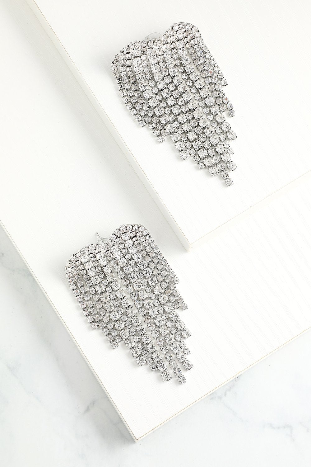 Silver Crystal Drop Earrings