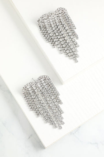 Silver Crystal Drop Earrings