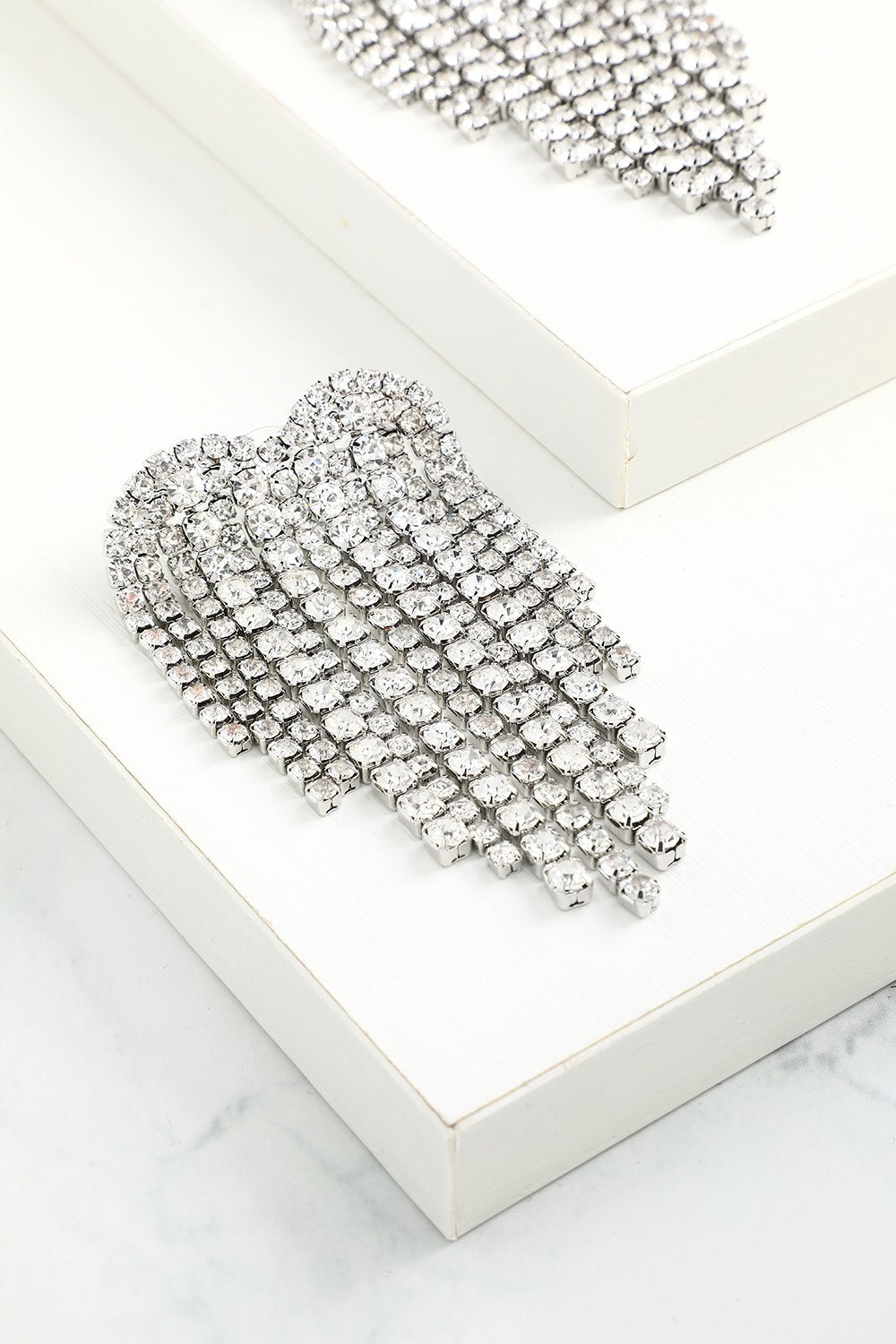 Silver Crystal Drop Earrings