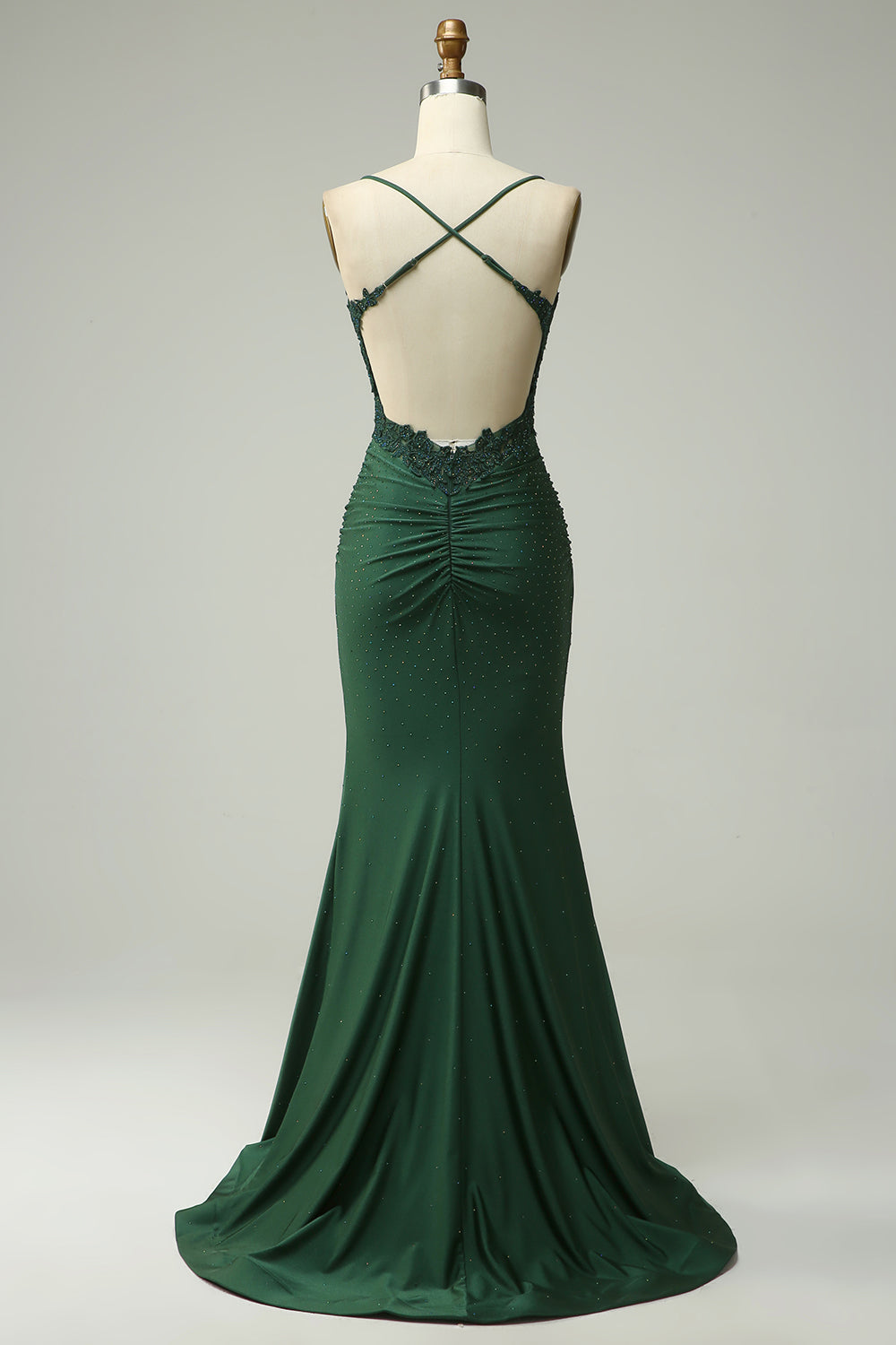 Sparkly Mermaid Halter Dark Green Long Formal Dress with Appliques Beading