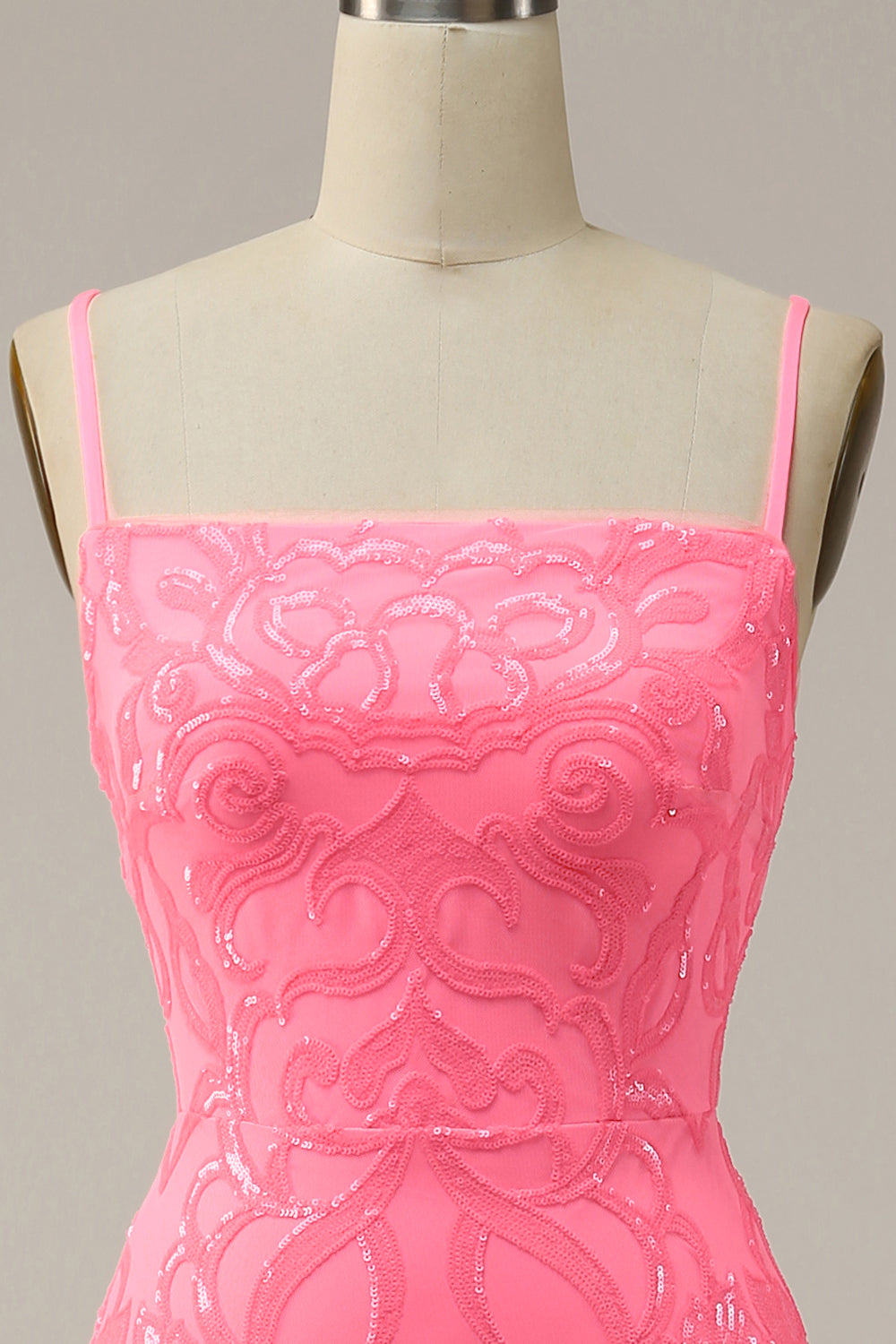 Blush Sheath Glitter Formal Dress with Sequins